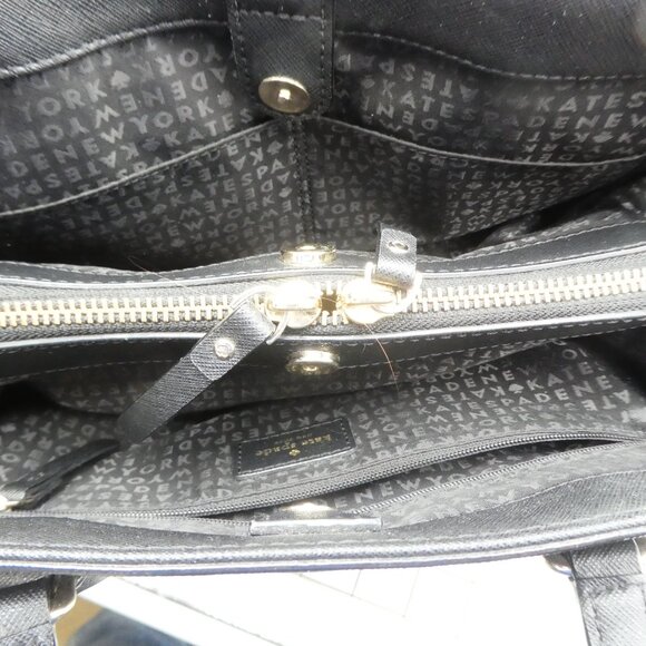 Kate Spade WKRU3930 Black Leather Satchel Tote Handbag As-Is - Picture 7 of 15